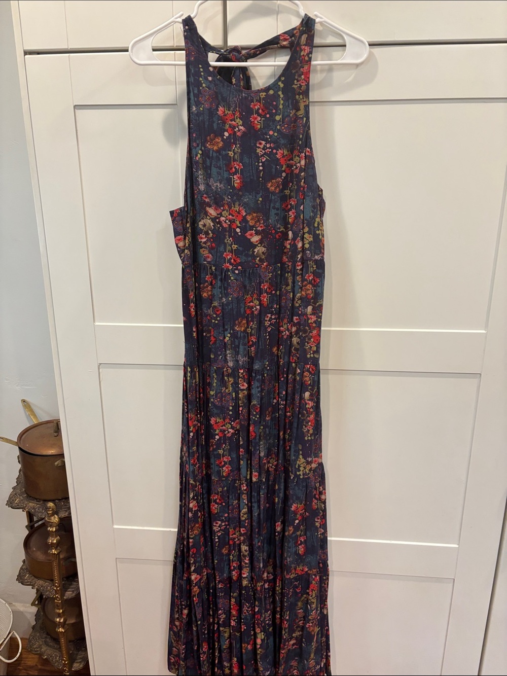 NATURAL LIFE Navy Maxi Dress with Pink & Red Floral Print